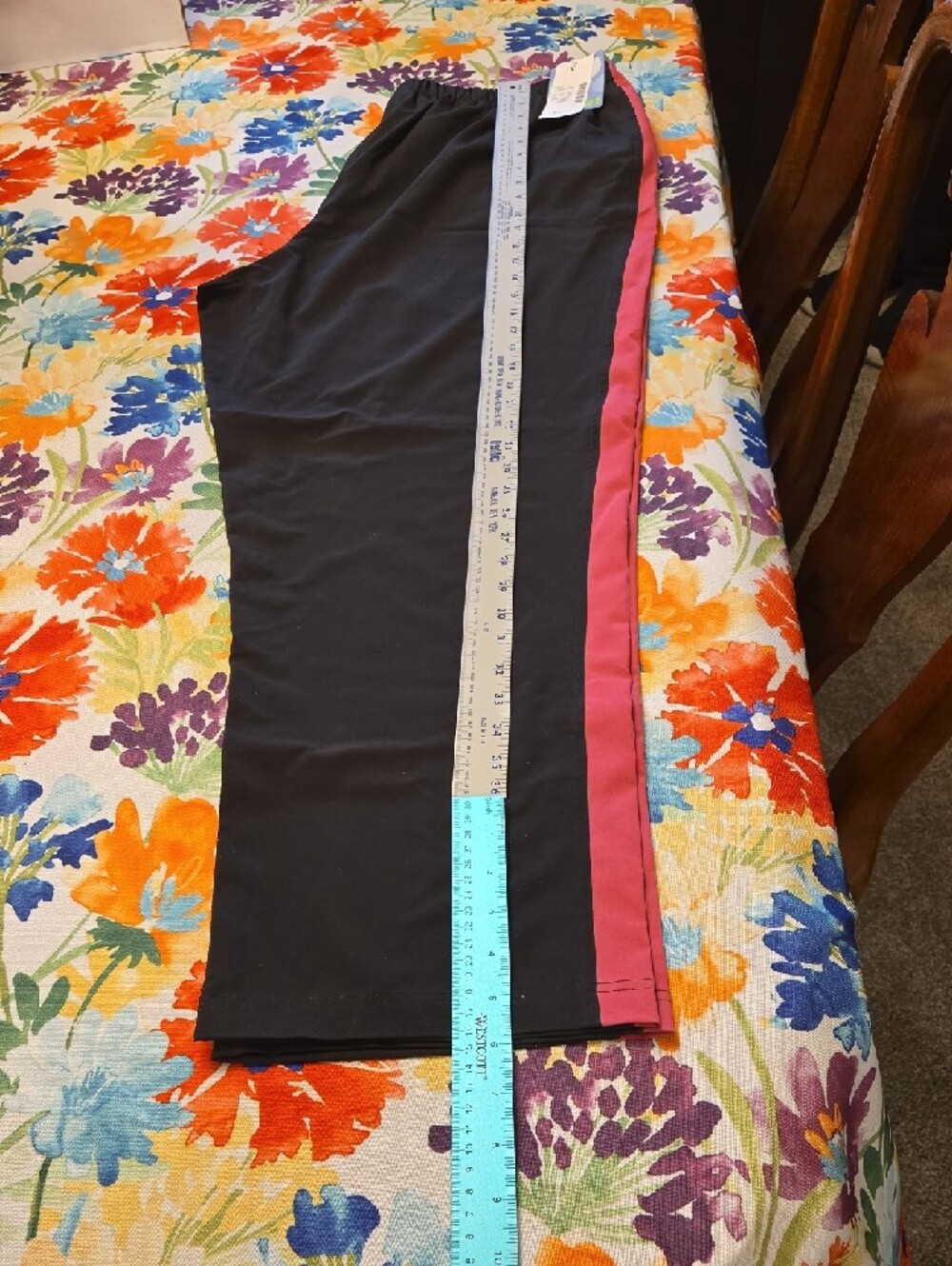 Liz&Me Black Track Pants with Pink Side Stripes - Picture 4 of 5